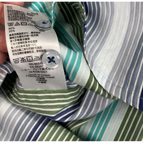 Tommy Bahama Silk Blend Stripe Button Down Shirt Mens Medium - Picture 6 of 8